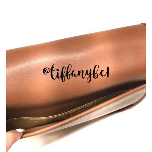 Soft Front Flap Shoulder Bag Faux Leather Tan - Picture 5 of 14